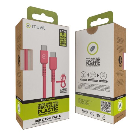 Kabel USB-C na USB-C Muvit for Change Magenta 0,2 m