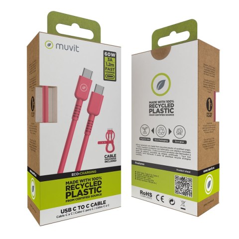 Kabel USB-C na USB-C Muvit for Change Magenta 1,2 m