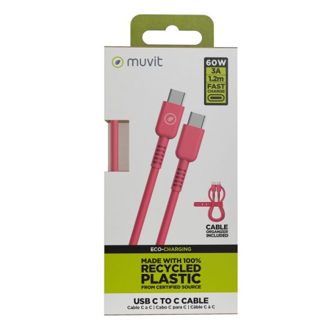 Kabel USB-C na USB-C Muvit for Change Magenta 1,2 m