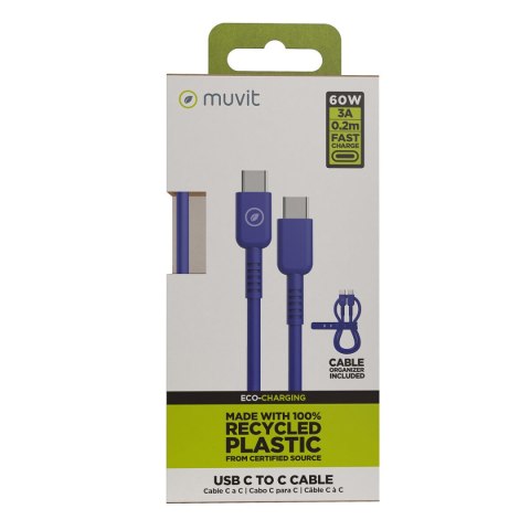 Kabel USB-C na USB-C Muvit for Change Niebieski 0,2 m
