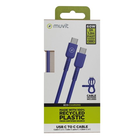 Kabel USB-C na USB-C Muvit for Change Niebieski 1,2 m