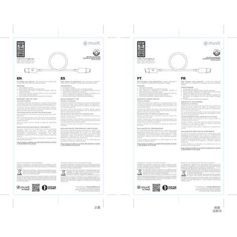 Kabel USB-C na USB-C Muvit for Change Niebieski 1,2 m