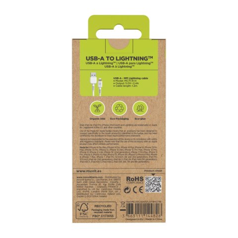 Kabel USB do Lightning Muvit for Change Biały 1,2 m