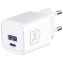 Ładowarka sieciowa 3MK Hyper Charger PD 33W GaN QC4+ PPS AFC FCP SCP USB-A + USB-C biały