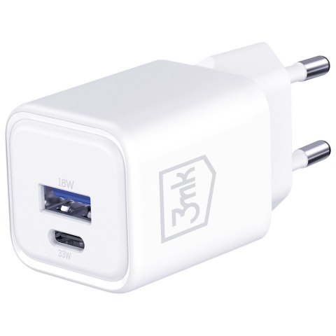 Ładowarka sieciowa 3MK Hyper Charger PD 33W GaN QC4+ PPS AFC FCP SCP USB-A + USB-C biały