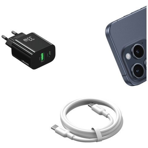 Ładowarka sieciowa USAMS CC317 T65 33W 1xUSB-C 1xUSB-A Fast Charging czarny