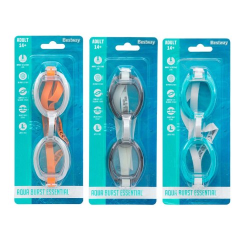 Bestway Okulary Pływackie dla Dorosłych Pasek Silikonowy Zestaw 3 Szt Przeciwmgielne +14 Lat Plaża i Basen 21095