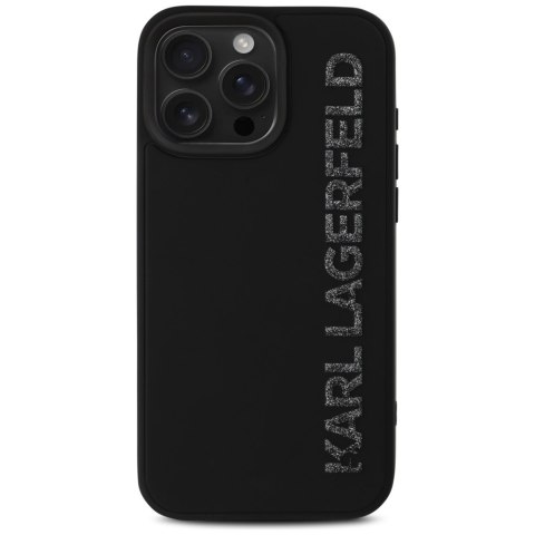 Etui Karl Lagerfeld HC 3D Rubber Elongated Glitter do iPhone 16 Pro czarny