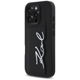 Etui Karl Lagerfeld HC Grained PU Cardslot Metal Signature do iPhone 16 Pro Max czarny