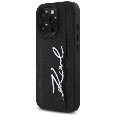 Etui Karl Lagerfeld HC Grained PU Cardslot Metal Signature do iPhone 16 Pro Max czarny