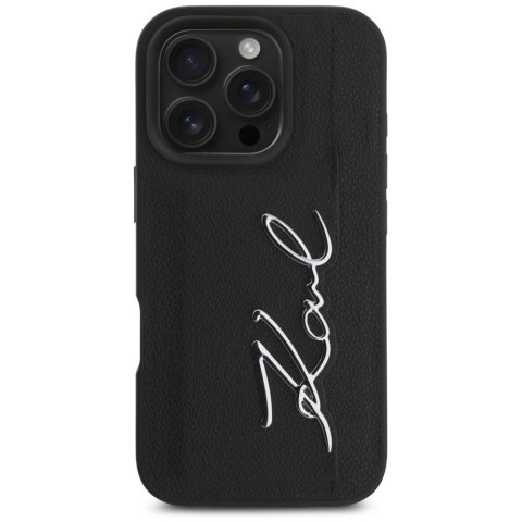 Etui Karl Lagerfeld HC Grained PU Cardslot Metal Signature do iPhone 16 Pro Max czarny