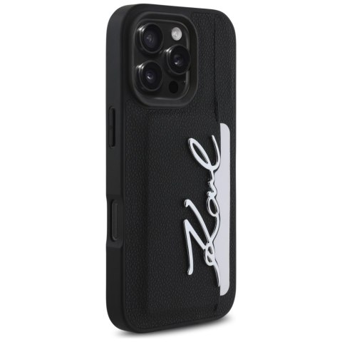 Etui Karl Lagerfeld HC Grained PU Cardslot Metal Signature do iPhone 16 Pro Max czarny