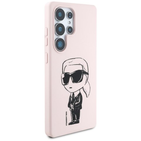 Etui Karl Lagerfeld Silicone Graffiti Ikonik Printed Logo MagSafe do Samsung Galaxy S25 Ultra różowy