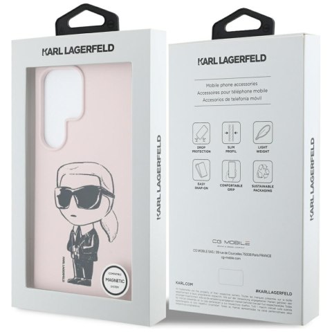 Etui Karl Lagerfeld Silicone Graffiti Ikonik Printed Logo MagSafe do Samsung Galaxy S25 Ultra różowy