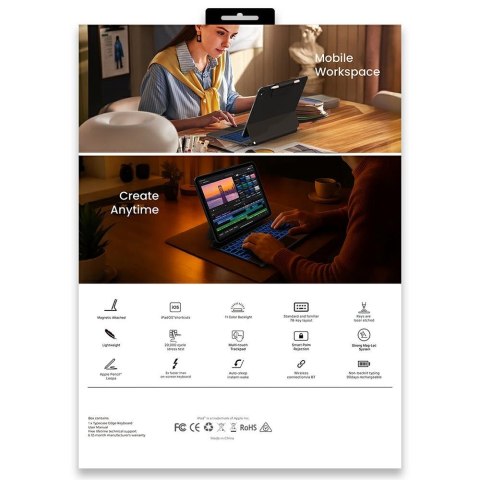 Etui Typecase Edge z klawiaturą do iPad Air 11" 2024/2025 czarny