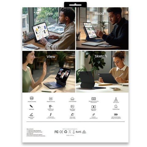 Etui Typecase Edge + z klawiaturą do iPad Air 13" 2024/2025 włókno węglowe