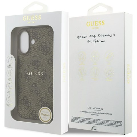 Etui Guess 4G Ring Classic Logo MagSafe do iPhone 17 brązowy
