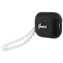 Etui Guess Glitter Pearl Strap do AirPods Pro 3 czarny