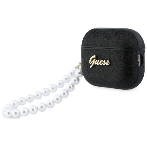 Etui Guess Glitter Pearl Strap do AirPods Pro 3 czarny
