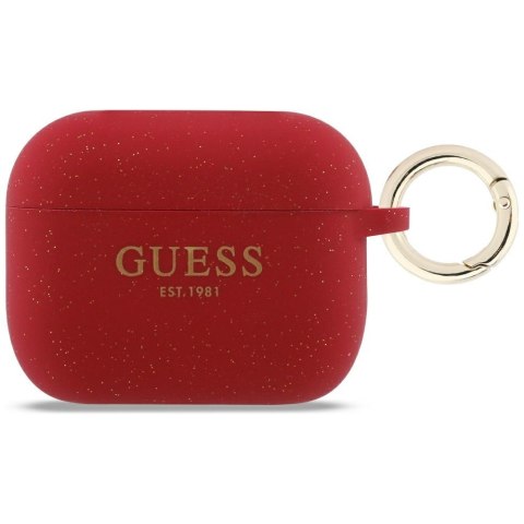 Etui Guess Silicone Glitter Ring do AirPods Pro 3 fuksja