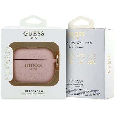 Etui Guess Silicone Glitter Ring do AirPods Pro 3 różowy