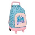 Torba szkolna z kółkami Lilo & Stitch Ohana Niebieski 33 x 45 x 22 cm