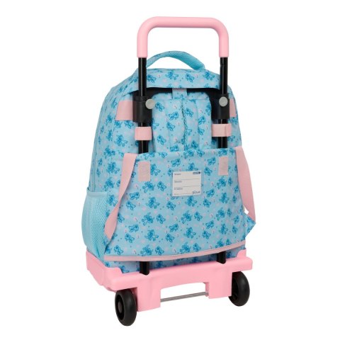 Torba szkolna z kółkami Lilo & Stitch Ohana Niebieski 33 x 45 x 22 cm