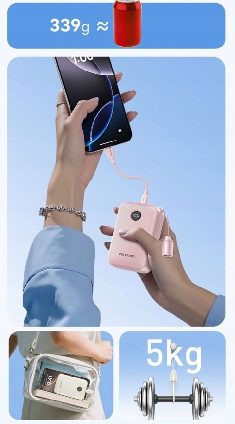 Powerbank Vention 20000mAh 2 x USB-C 1x USB-A z wyświetlaczem 22,5W niebieski