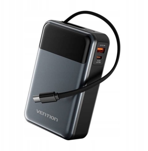 Powerbank Vention 20000mAh 65W z wbudowanym kablem USB-C