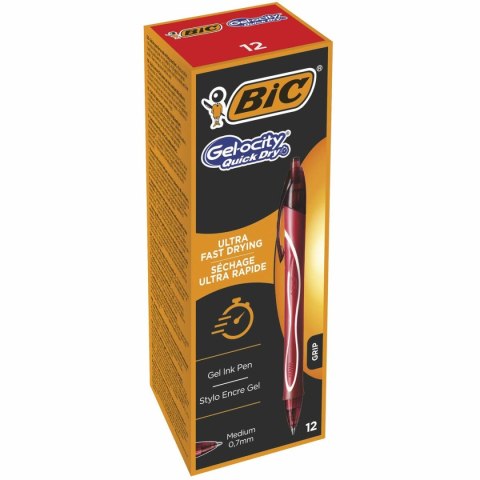 Długopis żelowy Bic Gel-ocity Quick Dry Czerwony 0,3 mm (12 Sztuk)