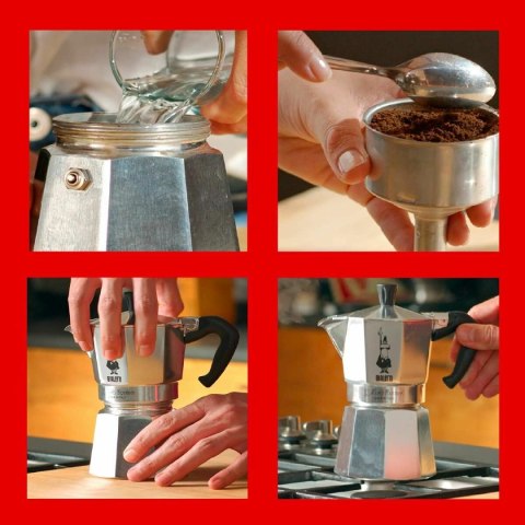 Włoska Kafeterka Bialetti MOKA Srebrzysty Metal Stal nierdzewna Aluminium 1 L