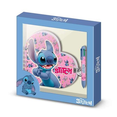 Książeczka na spirali z długopisem Stitch Niebieski 80 Kartki 24 x 23 x 2,5 cm
