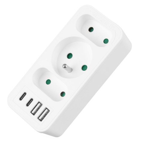 MACLEAN GNIAZDKO PRĄDOWE X3 + 4XUSB, ROZGAŁĘŹNIK Z 3 GNIAZDAMI, 2XUSB A, 2XUSB C PD 20W, 1X16A + 2X6A MCE248 F/W