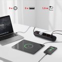 MACLEAN LISTWA ZASILAJĄCA, PRZEDŁUŻACZ 3 GNIAZDA + 3XUSB, 110-240V AC 50/60HZ, 2.1A MAX 2500W, 1,5M, CZARNA MCE394 B