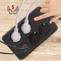MACLEAN LISTWA ZASILAJĄCA, PRZEDŁUŻACZ 4 GNIAZDA + 3XUSB, 110-240V AC 50/60HZ, 2.1A MAX 2500W, 3M, CZARNA, MCE393 B