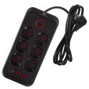 MACLEAN LISTWA ZASILAJĄCA, PRZEDŁUŻACZ 6 GNIAZD + 4XUSB, 110-240V AC 50/60HZ, 2.1A MAX 2500W, 1,5 M, CZARNA MCE389 B