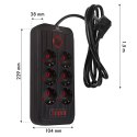 MACLEAN LISTWA ZASILAJĄCA, PRZEDŁUŻACZ 6 GNIAZD + 4XUSB, 110-240V AC 50/60HZ, 2.1A MAX 2500W, 1,5 M, CZARNA MCE389 B
