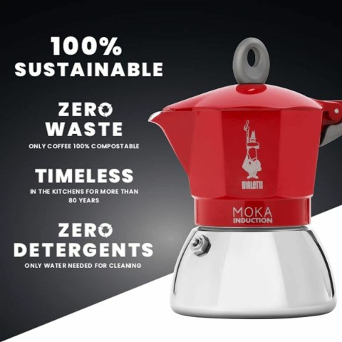 Włoska Kafeterka Bialetti NEW MOKA Czerwony Metal Aluminium 150 ml