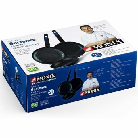 Zestaw Patelni Monix M811200 Czarny Bakelit Kute aluminium 3 Części