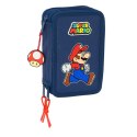 Etui szkolne z akcesoriami Super Mario Trick Czerwony Ciemnoniebieski 12,5 x 19,5 x 5,5 cm 37 Części