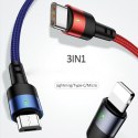 USAMS Kabel pleciony U26 3w1 0.35m 2AFast Charge (lightning/microUSB/USB-C) SJ410USB01 (US-SJ410)