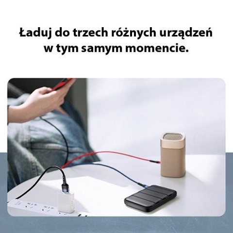 USAMS Kabel pleciony U26 3w1 0.35m 2AFast Charge (lightning/microUSB/USB-C) SJ410USB01 (US-SJ410)