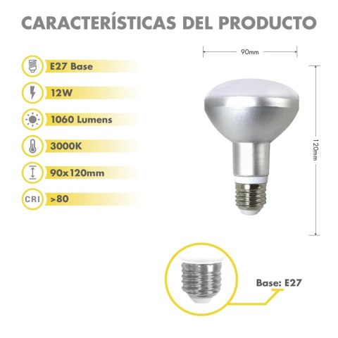 Żarówka LED Silver Electronics 999007 R90 E27 Szary 12 W 3000K