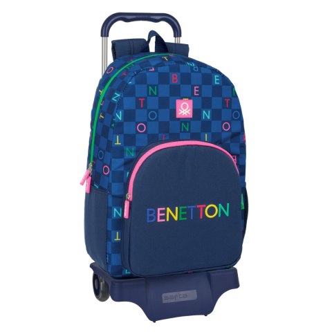 Torba szkolna z kółkami Benetton Damero Granatowy 30 x 46 x 14 cm
