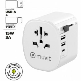 Uniwersalny Adapter Turystyczny do Gniazdka Muvit MCADP0006 Biały 150 W 15 w