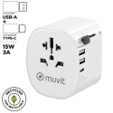 Uniwersalny Adapter Turystyczny do Gniazdka Muvit MCADP0006 Biały 150 W 15 w