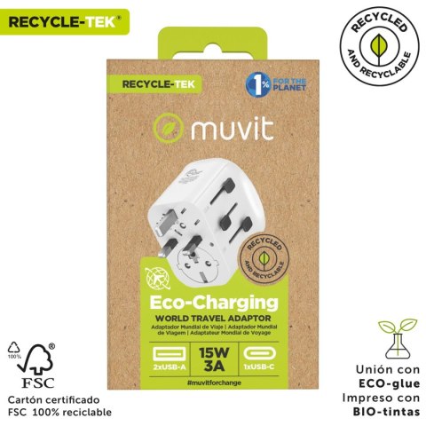 Uniwersalny Adapter Turystyczny do Gniazdka Muvit MCADP0006 Biały 150 W 15 w