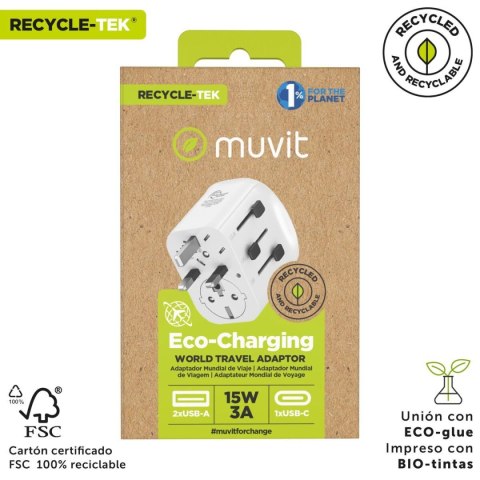 Uniwersalny Adapter Turystyczny do Gniazdka Muvit MCADP0006 Biały 150 W 15 w