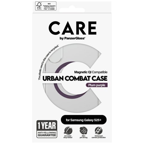 Etui CARE by PanzerGlass Flagship Urban Combat Purple QI do Samsung Galaxy S25+ przezroczysty