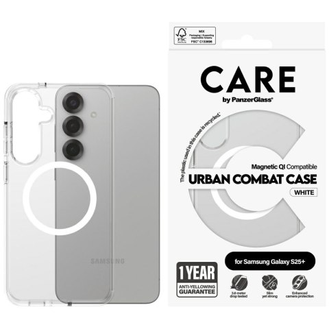 Etui CARE by PanzerGlass Flagship Urban Combat White QI do Samsung Galaxy S25+ przezroczysty